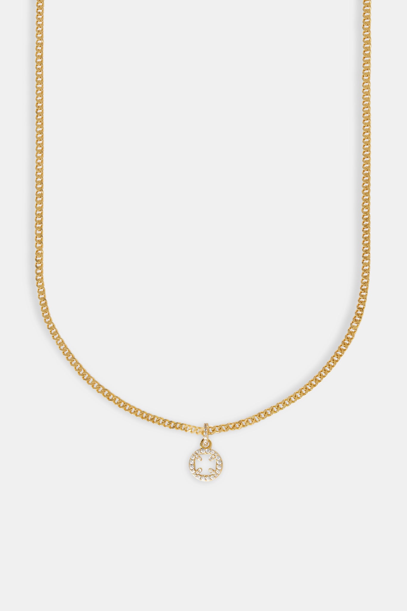 Micro Iced Motif Cut Out Necklace - 10mm - Gold